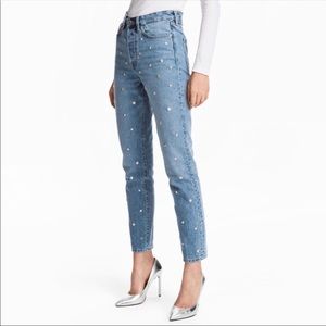 H&M High-Rise Jewel-Embellished Jeans